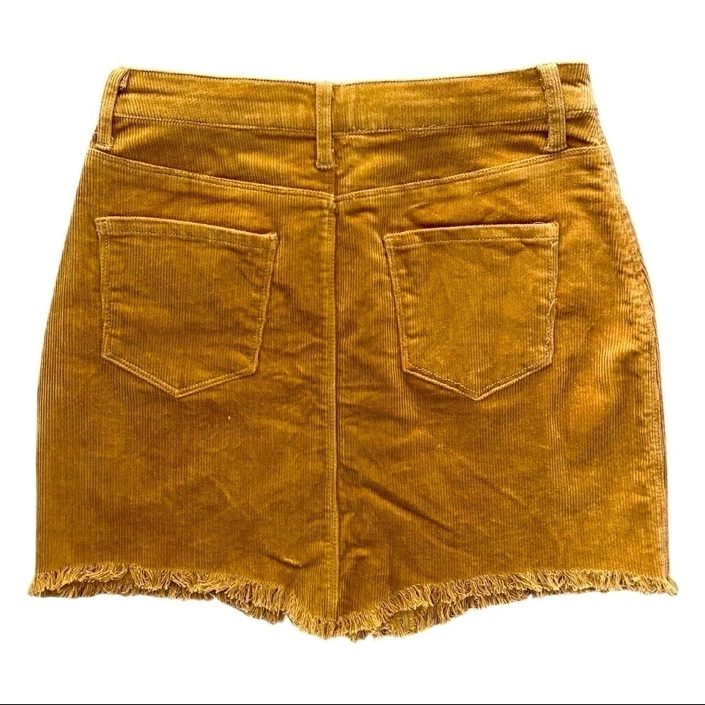 Love Tree Mini Skirt Womens Medium Corduroy Fitted Raw Frayed Hem Neutral Casual - Picture 2 of 3